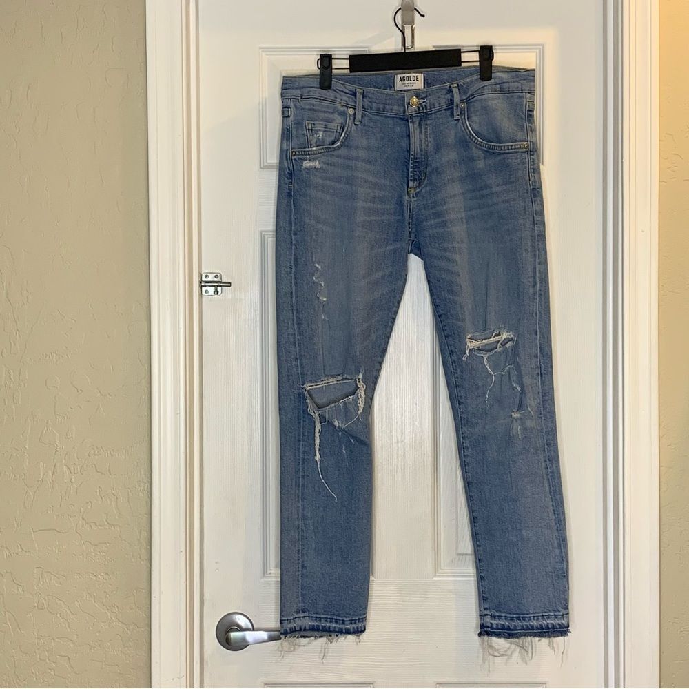 AGOLDE Isabel Slim Boyfriend jeans in a blue distressed wash Size 29